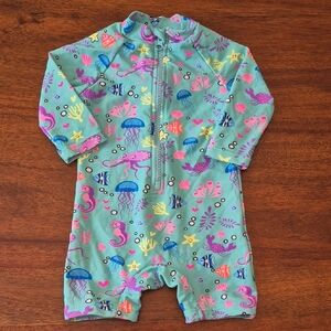 Up And Fast Girls Teal Under The Sea Rashguard Size 3-6M